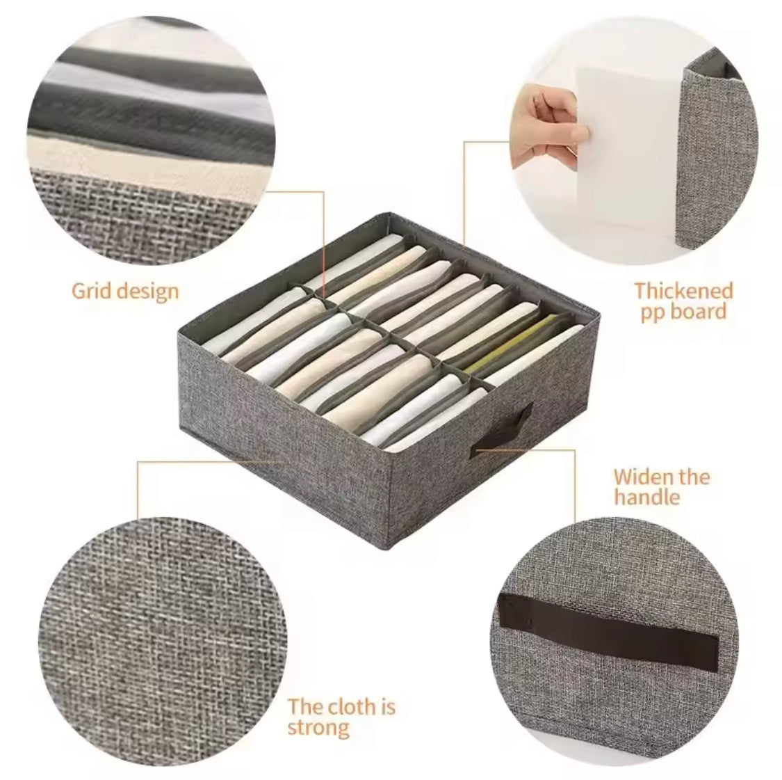 16 Grid Wardrobe Organizer, Cabinet Drawer Organizer, Double Raw Storage Basket 16 Grid Wardrobe Organizer, Cabinet Drawer Organizer, Double Raw Storage Basket